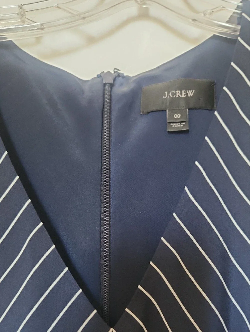 J. Crew Navy and White Striped V-Neck Fit-&-Flare Mini Dress